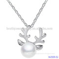 Rhinestone Faux Pearl Antlers Necklace